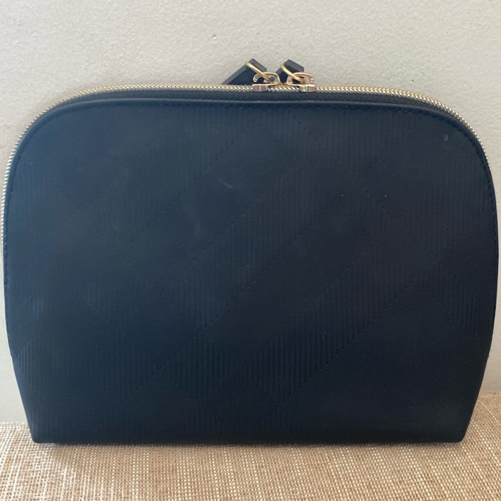 Burberry Black Quilted Cosmetic Case with Gold Hardware